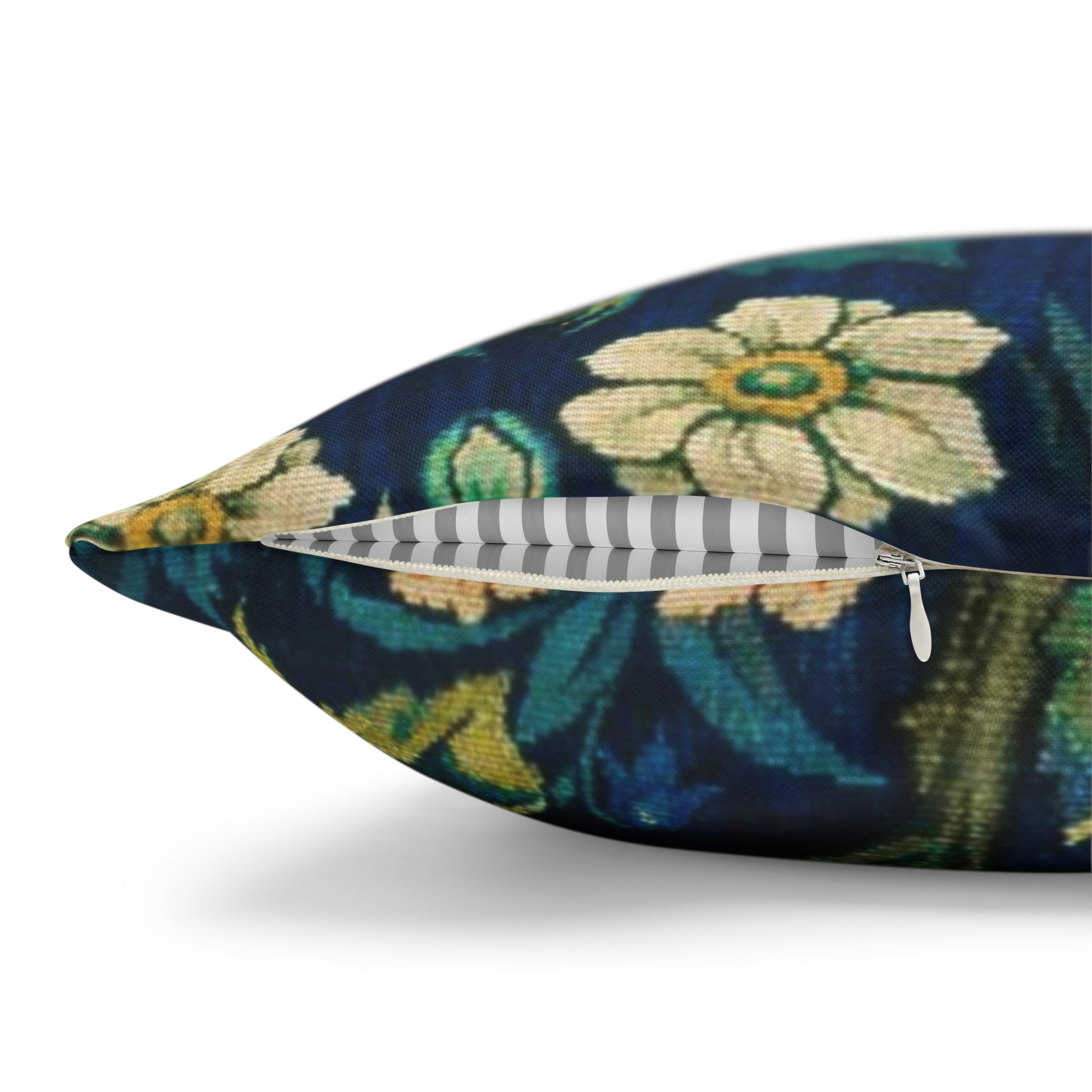 Cushion Cover created by William Morris & Co in a floral pattern called Pheasant and Squirrel Collection (Pheasant) - Blue