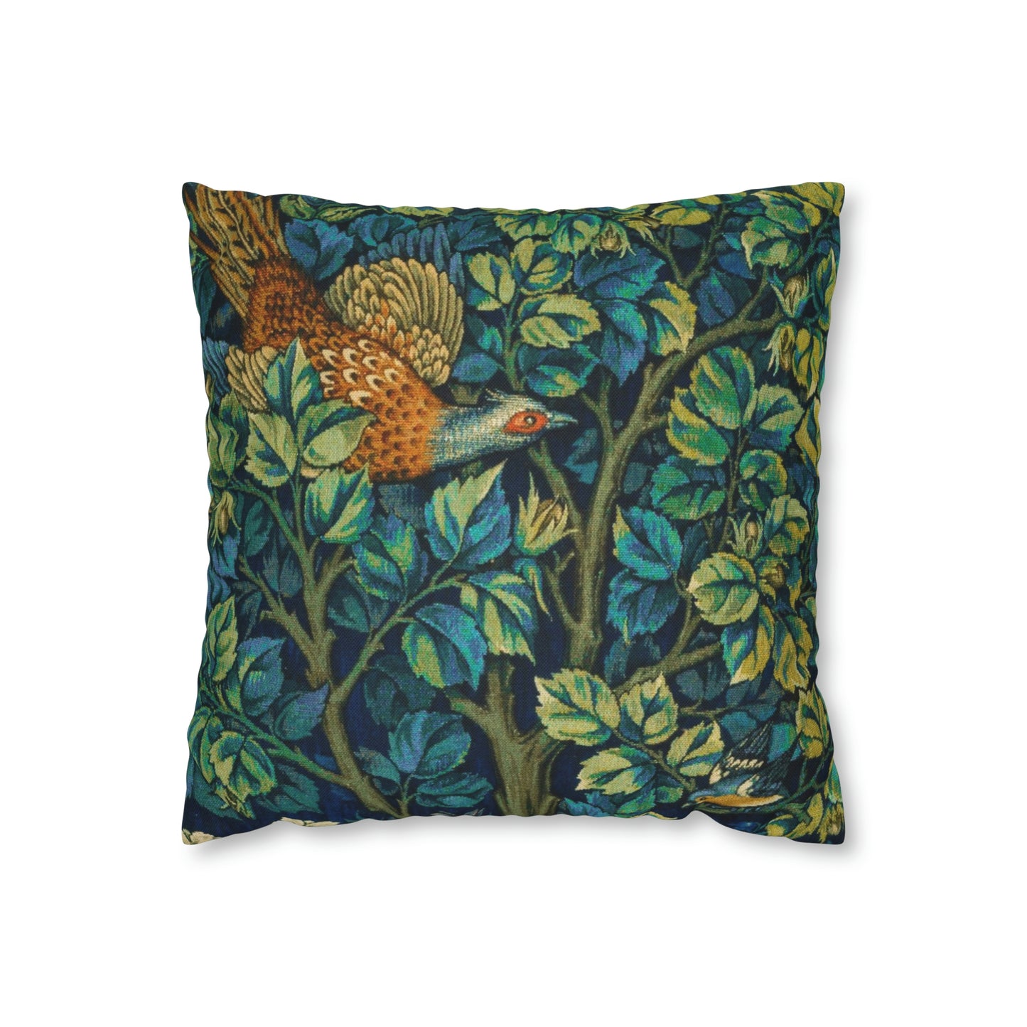Cushion Cover created by William Morris & Co in a floral pattern called Pheasant and Squirrel Collection (Pheasant) - Blue