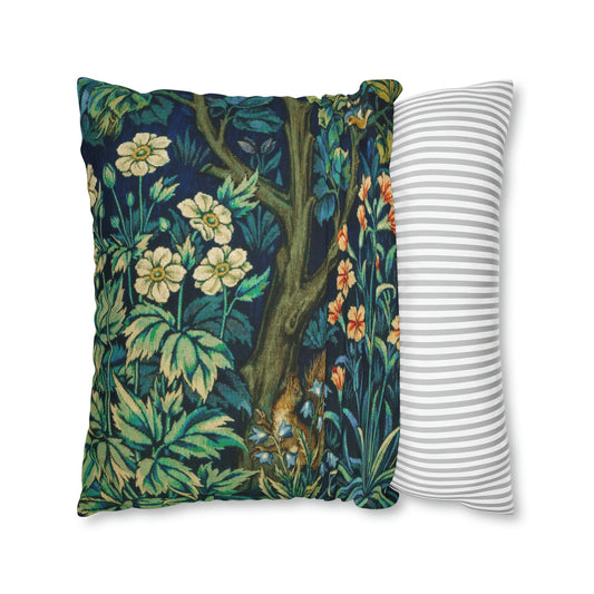 Cushion Cover inspired by William Morris - Pheasant and Squirrel Collection (Squirrel) - Blue