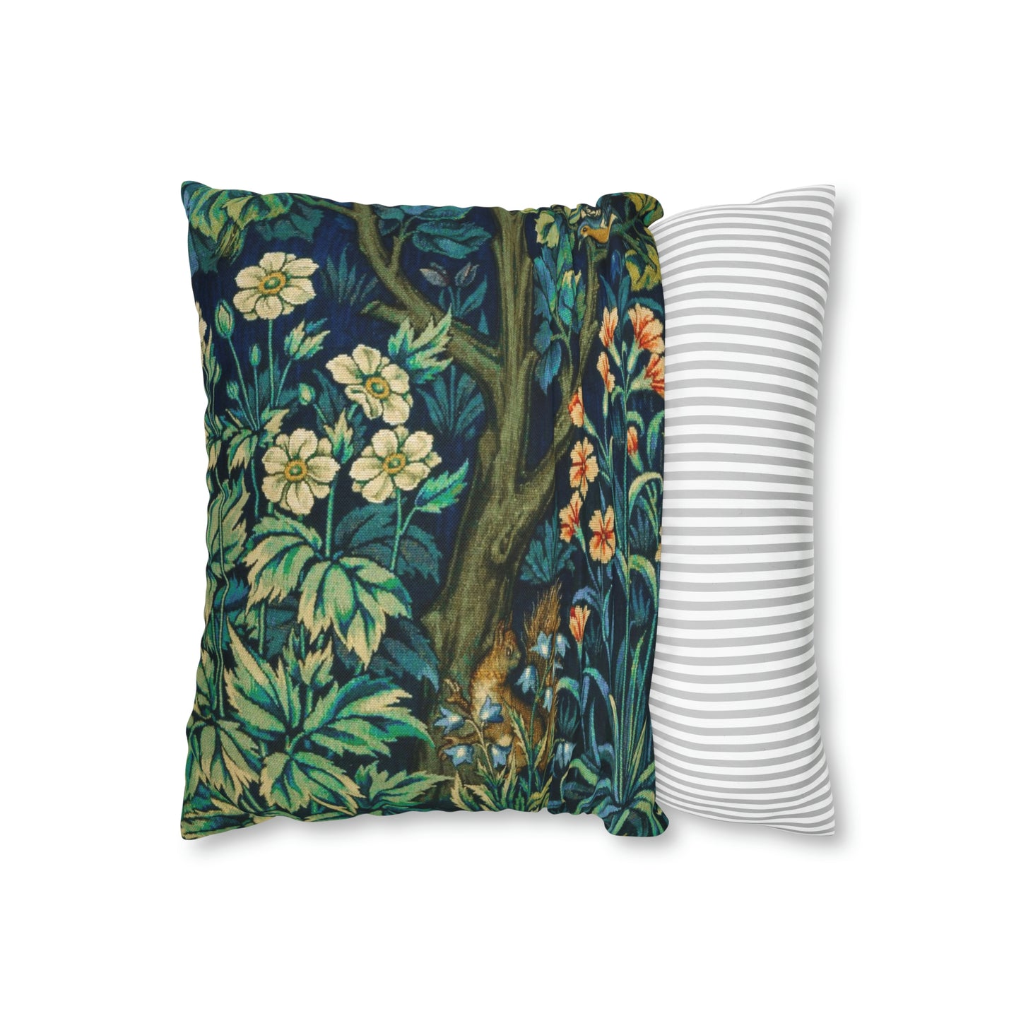 Cushion Cover inspired by William Morris - Pheasant and Squirrel Collection (Squirrel) - Blue