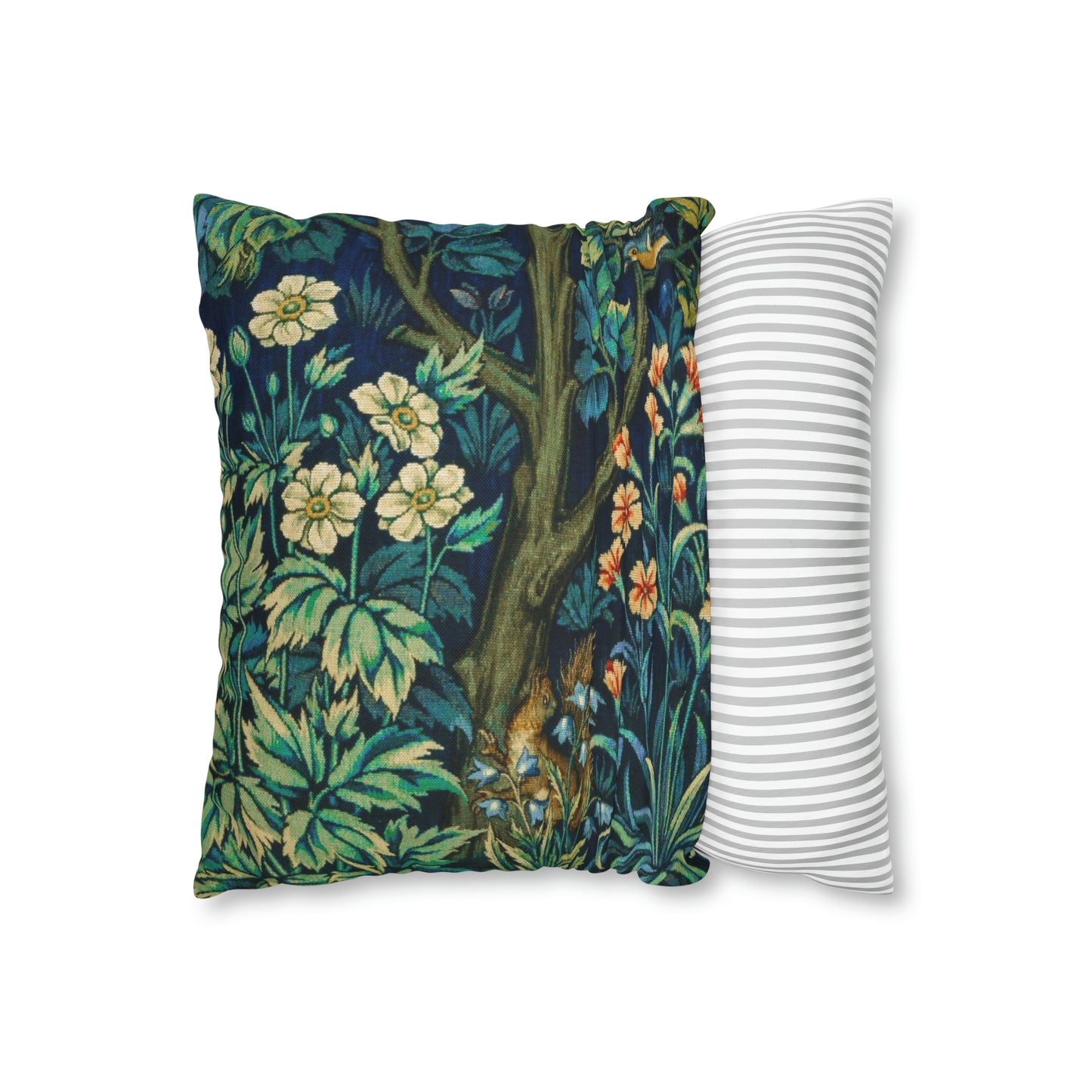 Cushion Cover inspired by William Morris - Pheasant and Squirrel Collection (Squirrel) - Blue