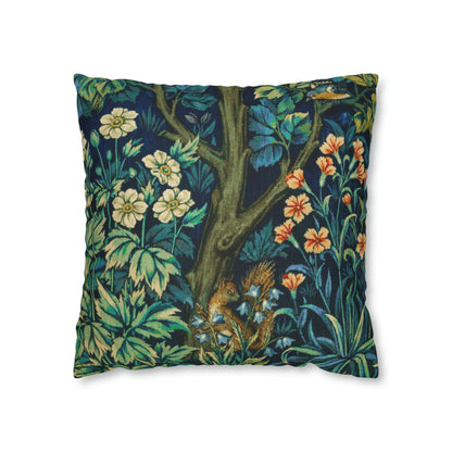 Cushion Cover by William Morris & Co in a floral pattern called Pheasant and Squirrel Collection (Squirrel) - Blue