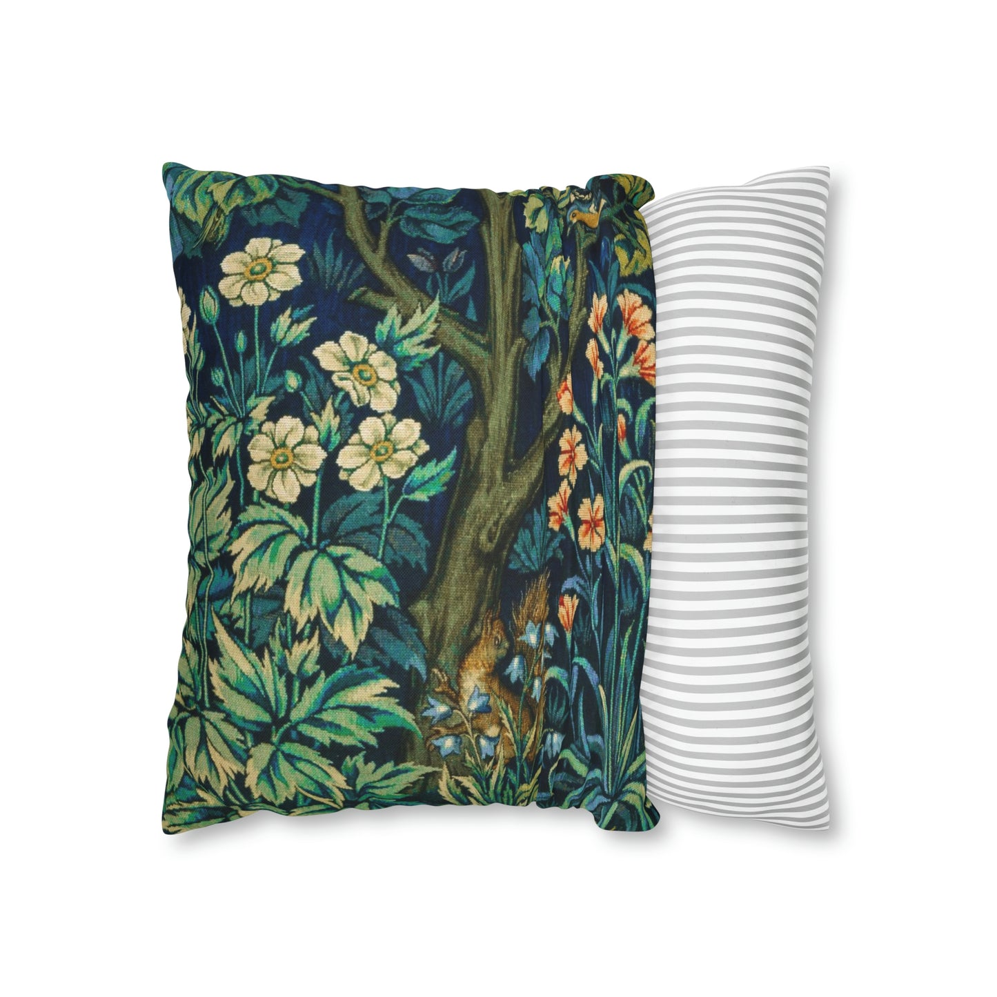 Cushion Cover inspired by William Morris - Pheasant and Squirrel Collection (Squirrel) - Blue