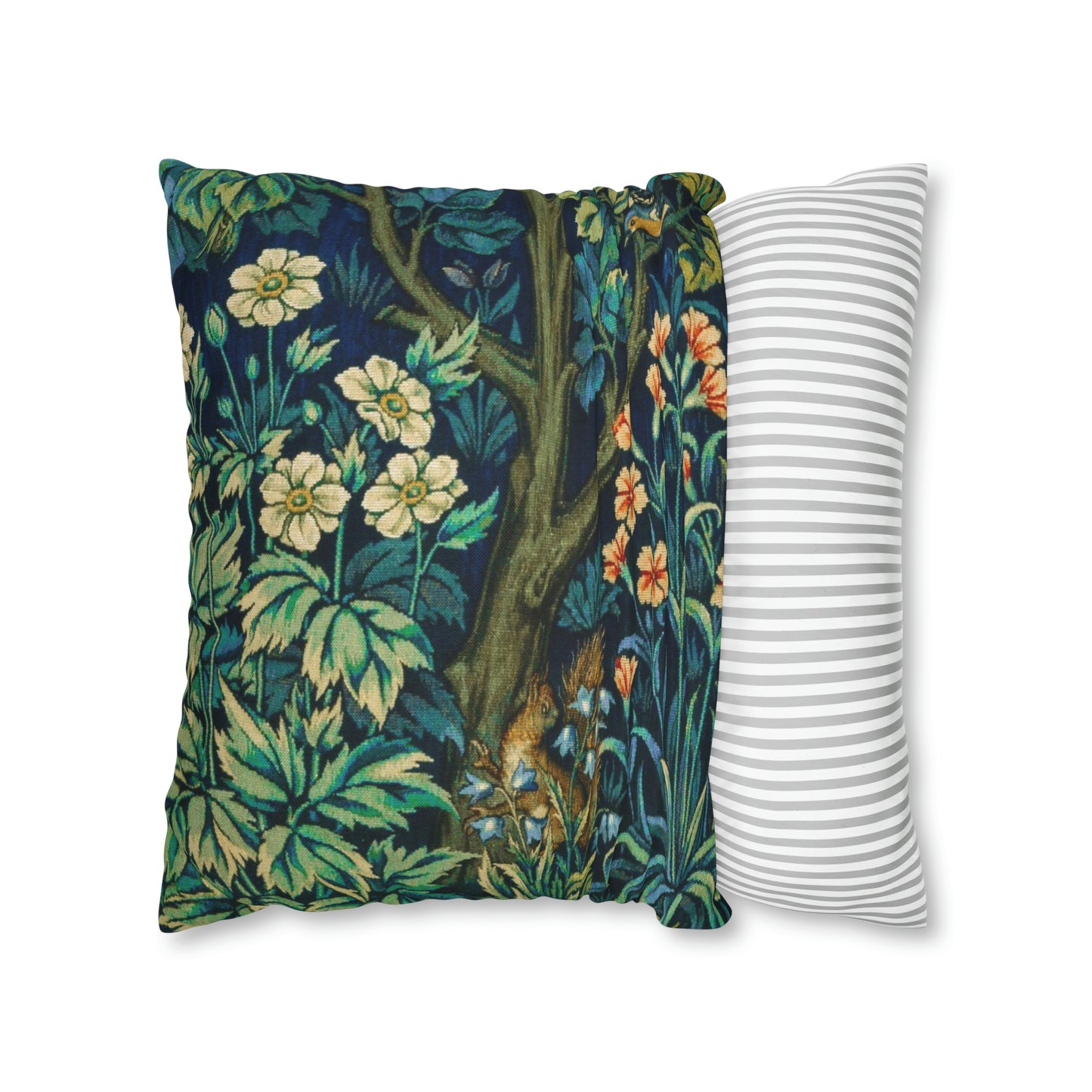 Cushion Cover inspired by William Morris - Pheasant and Squirrel Collection (Squirrel) - Blue