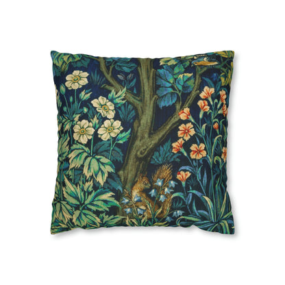 Cushion Cover by William Morris & Co in a floral pattern called Pheasant and Squirrel Collection (Squirrel) - Blue