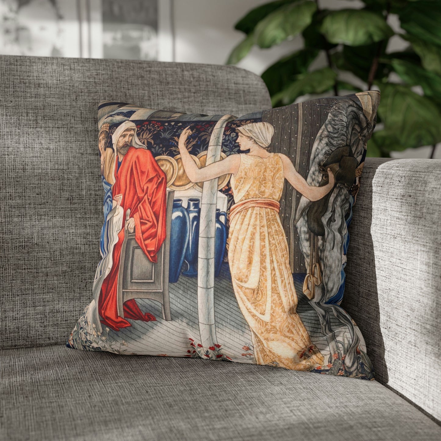 Spun Poly Cushion Cover inspired by William Morris - Holy Grail Collection (Feast)