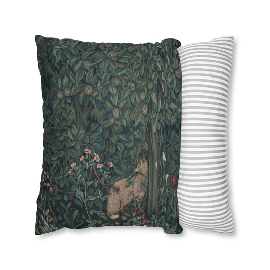 william-morris-co-spun-poly-cushion-cover-green-forest-collection-fox-1