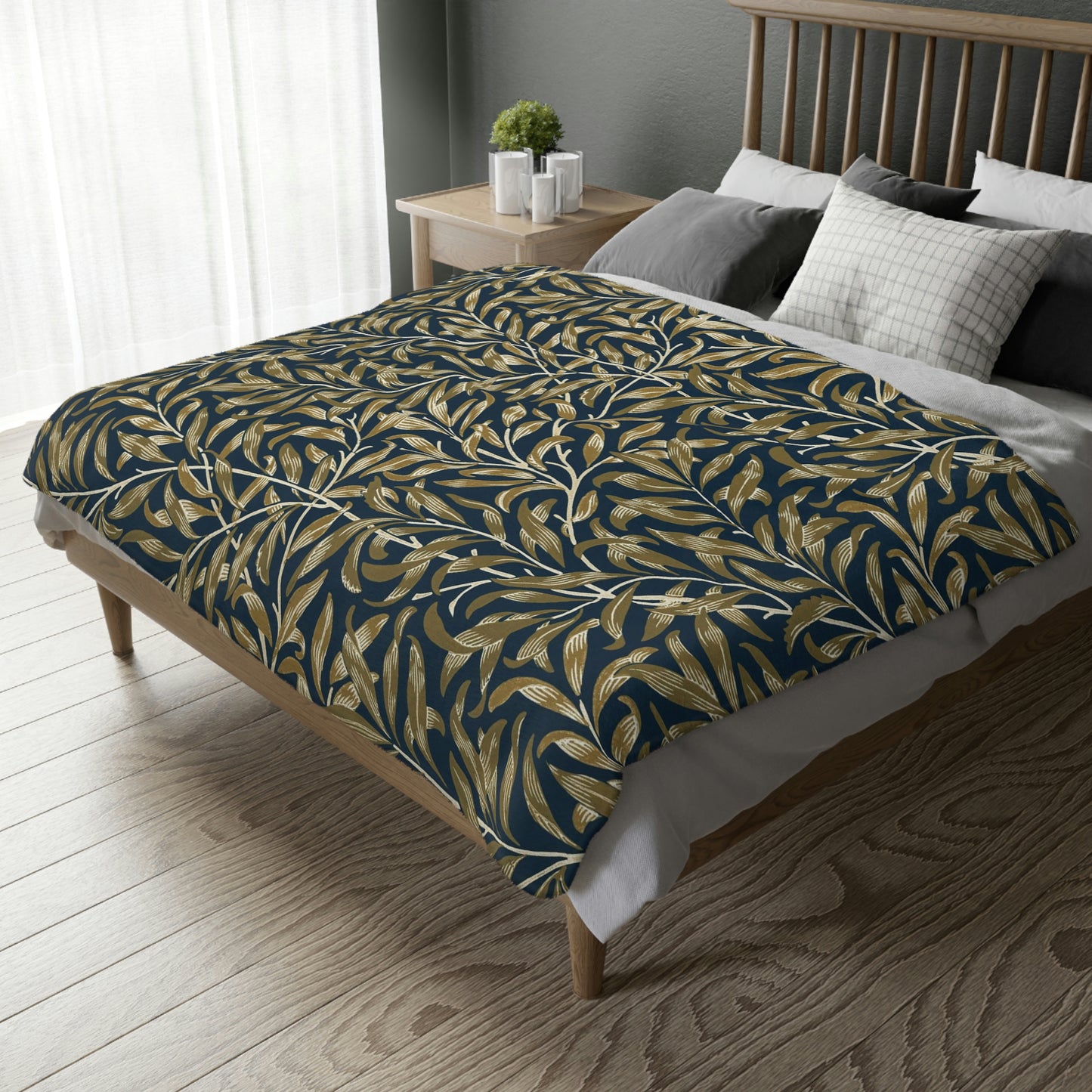 Luxury Velveteen Minky Blanket (Two-sided print) inspired by William Morris - Willow Collection