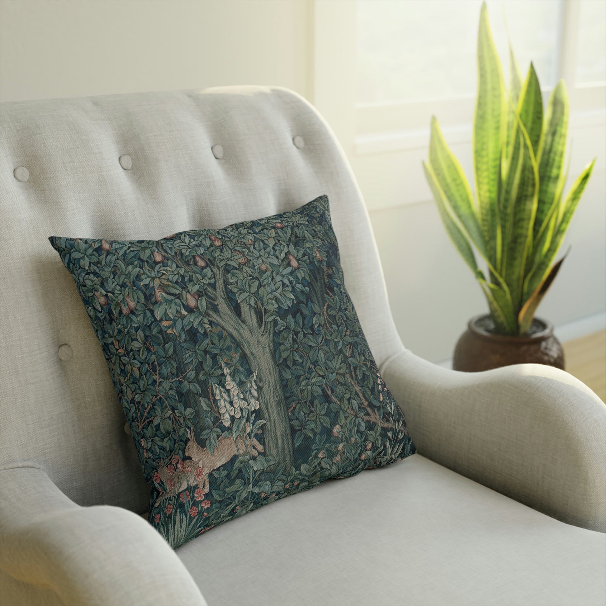 Rabbit-Cushion-and-Cushion-Cover-by-John-Henry-Dearle-Green-Forest-Collection-4