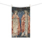 Kitchen Tea Towel by William Morris & Co and the artist John Henry Dearle - Angeli Ministrantes Collection in red, blue and gold with two angels