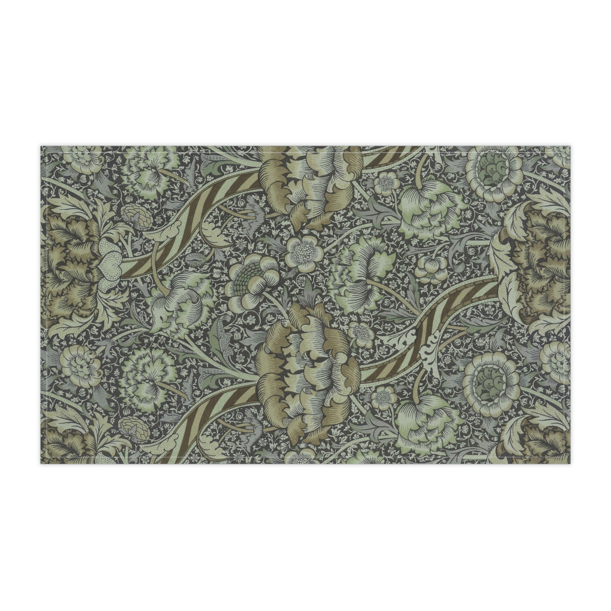 A kitchen tea towel with a floral pattern inspired by William Morris - Wandle Collection in gray colour.