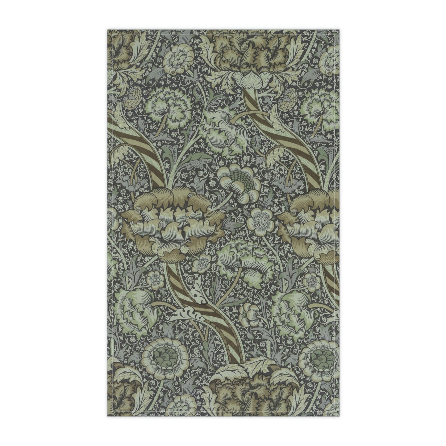 A kitchen tea towel with a floral pattern inspired by William Morris - Wandle Collection in gray colour.