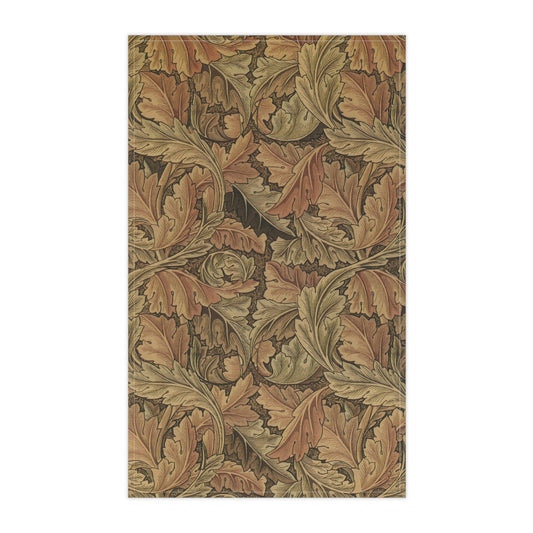 A kitchen tea towel with a floral and leaf pattern, inspired by William Morris - Acanthus Collection.