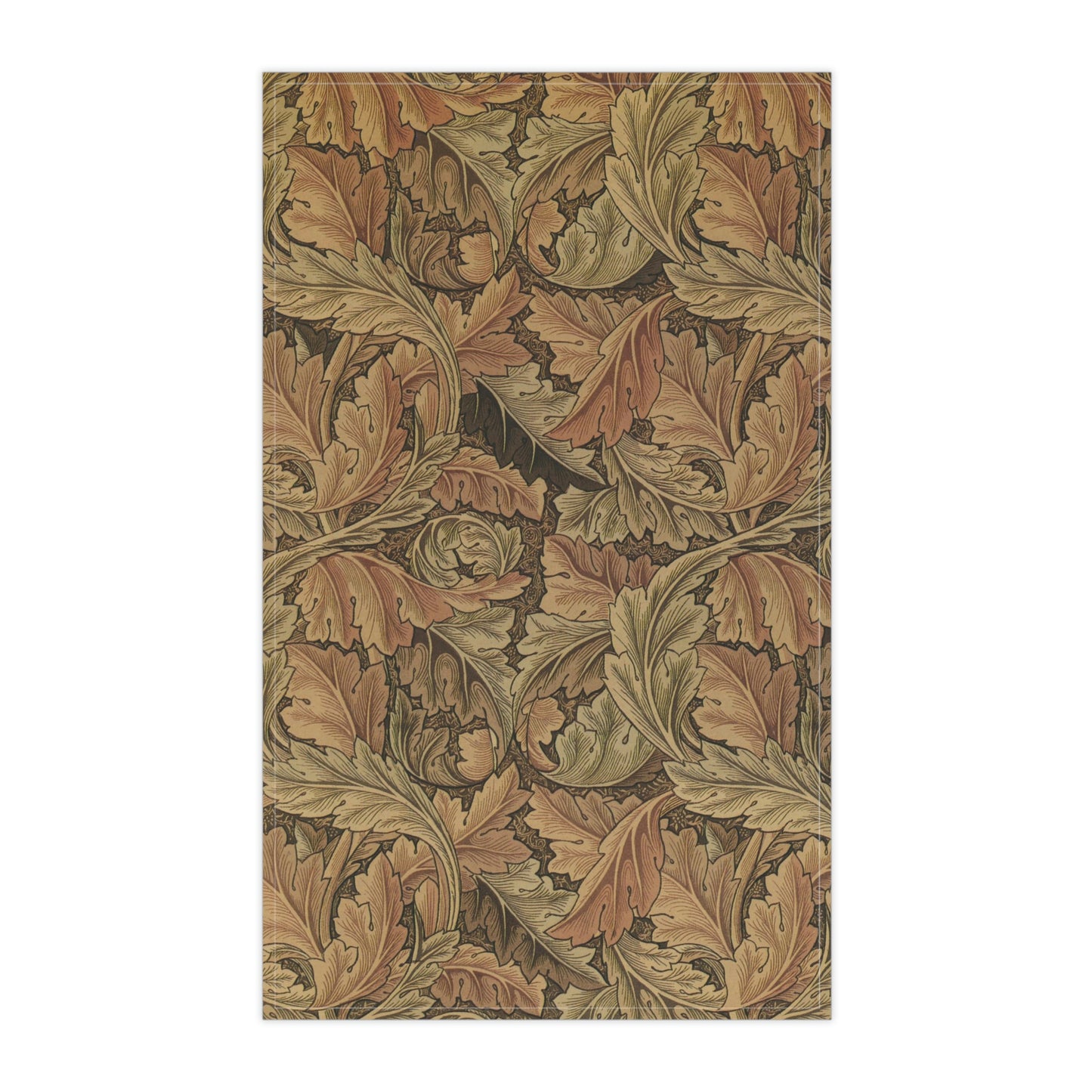 A kitchen tea towel with a floral and leaf pattern, inspired by William Morris - Acanthus Collection.