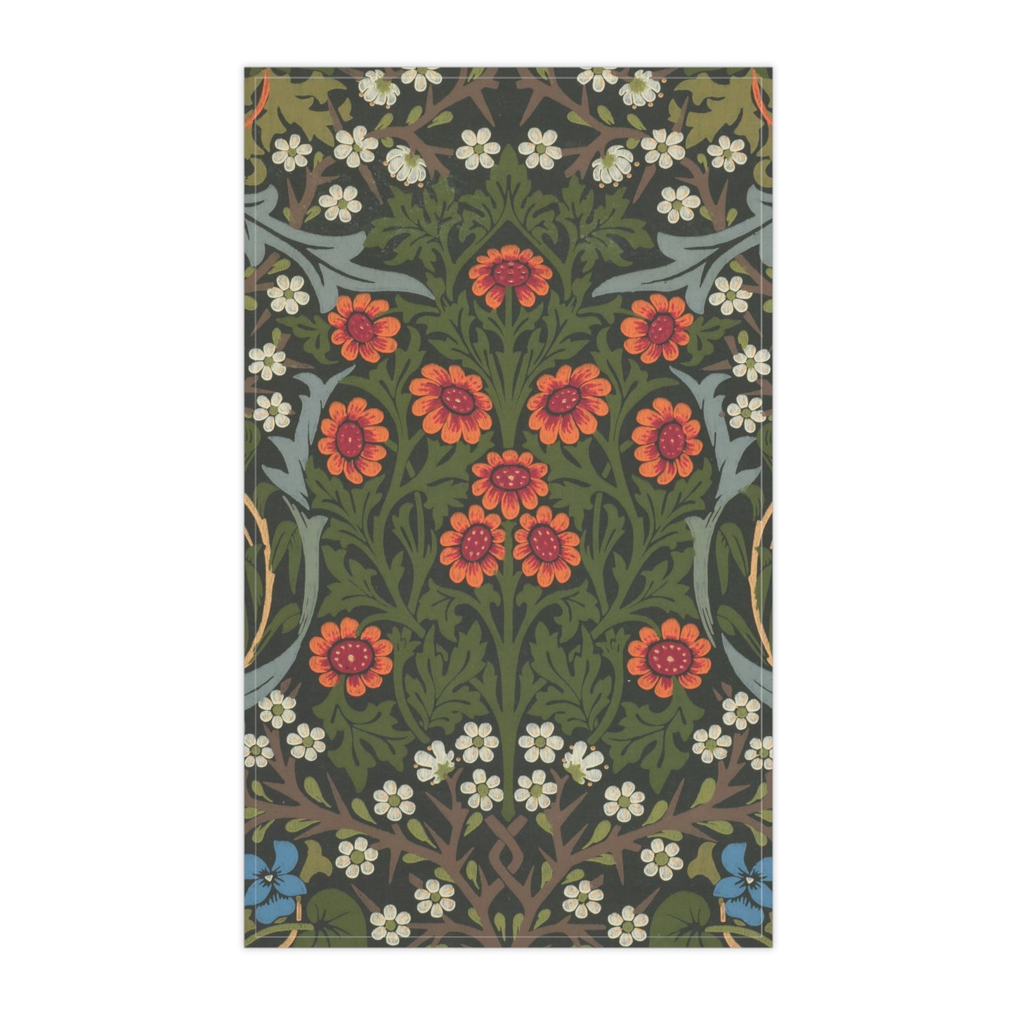 A kitchen tea towel with a floral pattern inspired by William Morris - Blackthorn Collection.