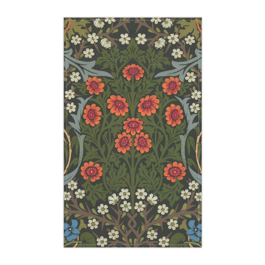 A kitchen tea towel with a floral pattern inspired by William Morris - Blackthorn Collection.