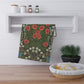 A kitchen tea towel with a floral pattern inspired by William Morris - Blackthorn Collection.