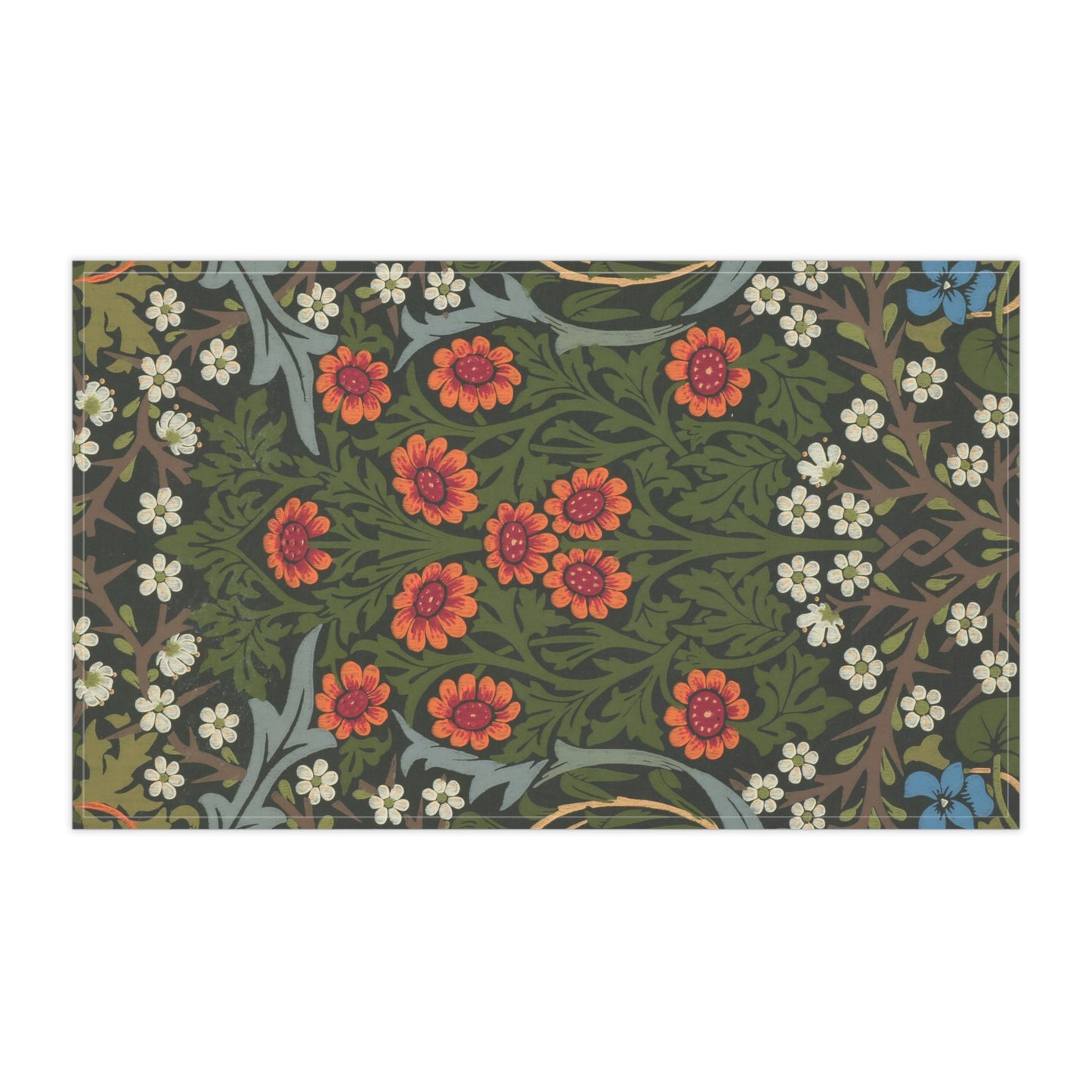 A kitchen tea towel with a floral pattern inspired by William Morris - Blackthorn Collection.