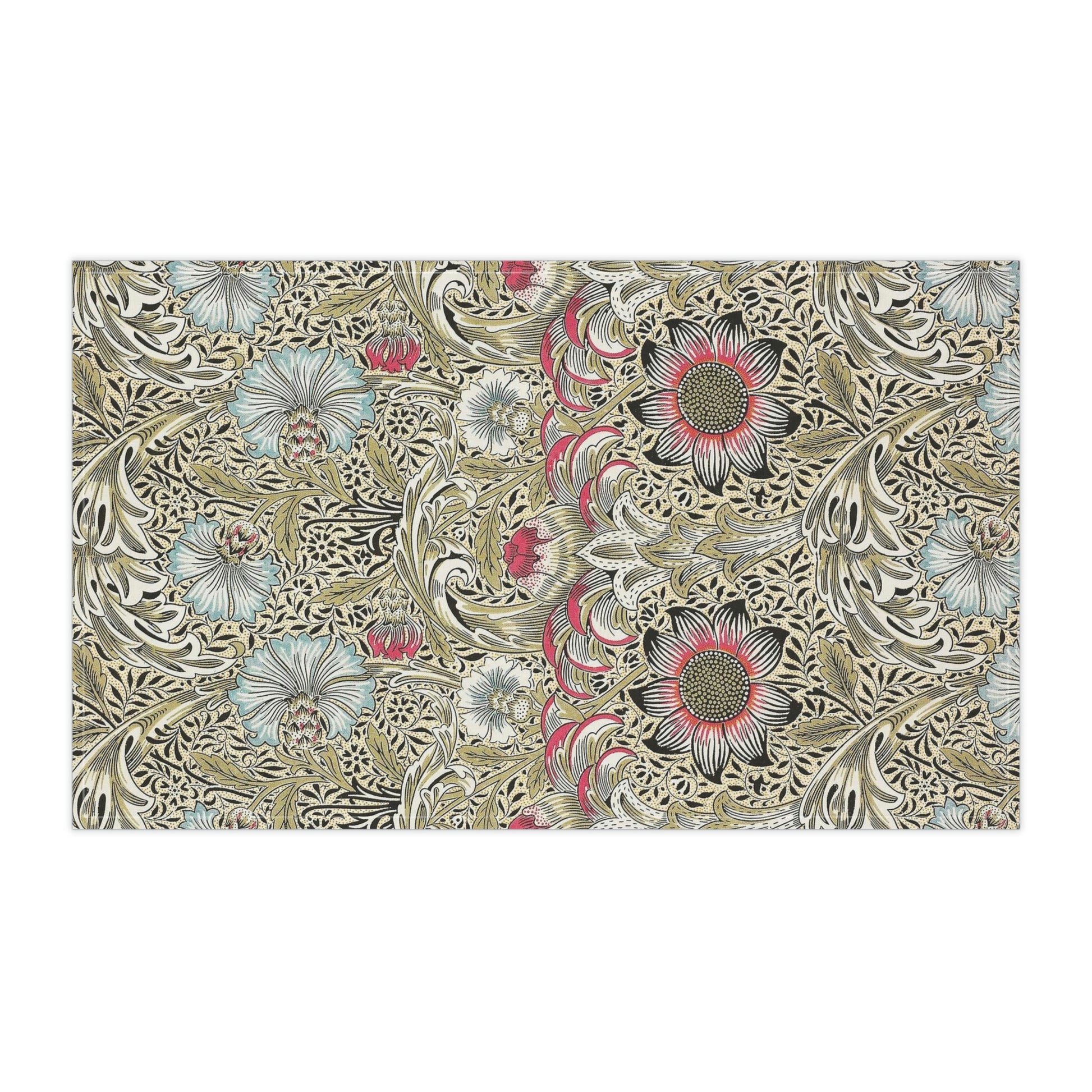 A kitchen tea towel with a floral pattern inspired by William Morris - Corncockle Collection.