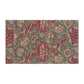 A kitchen tea towel with a red floral pattern inspired by William Morris - Wandle Collection.