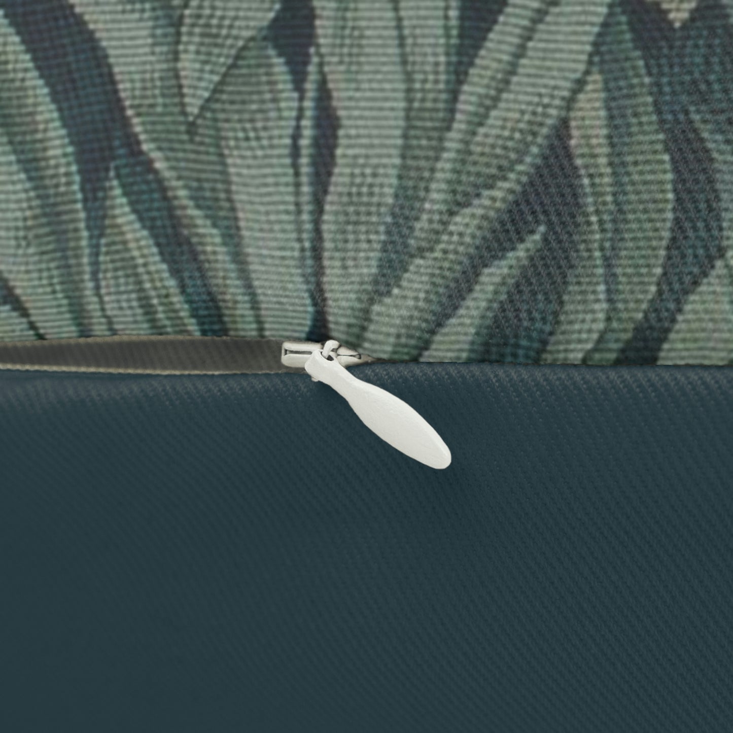 A lumbar cushion featuring an intricate woven design with a deer and forest motif, inspired by William Morris - Greenery Collection.