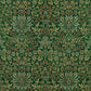 A rectangular lumbar cushion with a floral William Morris & Co pattern design in green, beige, and brown colours, featuring a concealed beige zipper.