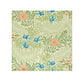 A white washcloth with a floral William Morris & Co pattern inspired by William Morris, featuring green leaves and blue flowers.