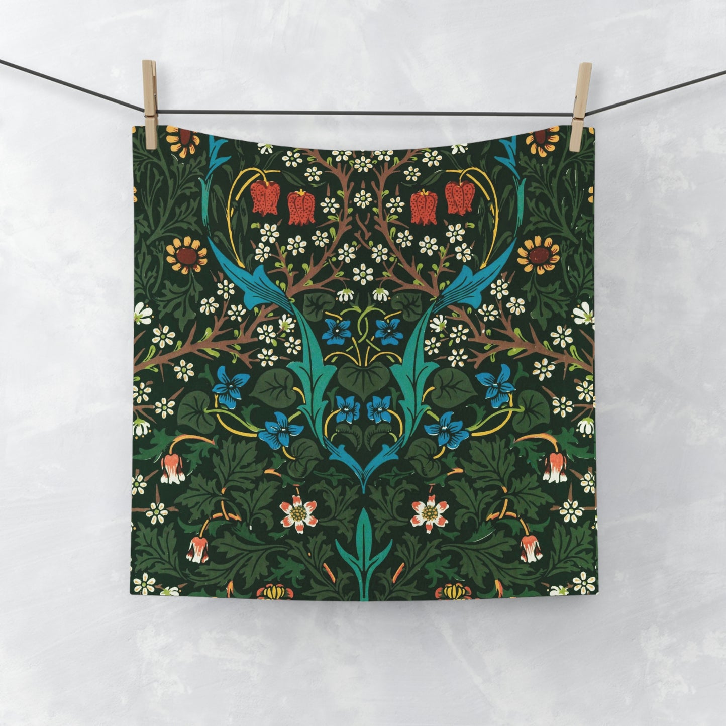 Washcloth inspired by William Morris & Co floral pattern called Tulip Collection